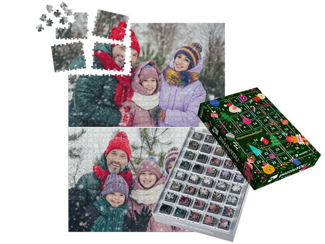 Puzzle-Adventskalender mit Schachtel "Kunterbunter Advent"