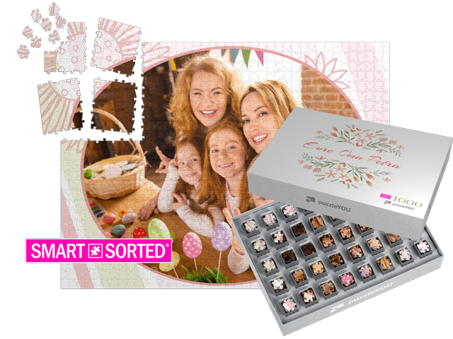 SMART SORTED® - das Überraschungspuzzle zu Ostern, Schachteldesign "Blütezeit (rot)"