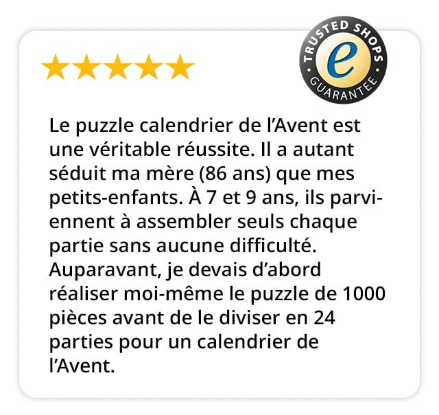Avis sur le calendrier de l’Avent puzzle pour enfants