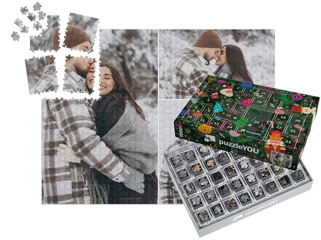 Puzzle-Adventskalender mit Schachtel "Kunterbunter Advent"