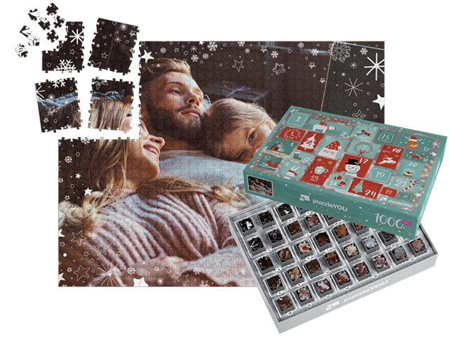 Puzzle-Adventskalender mit Schachtel Schneeflöckchen
