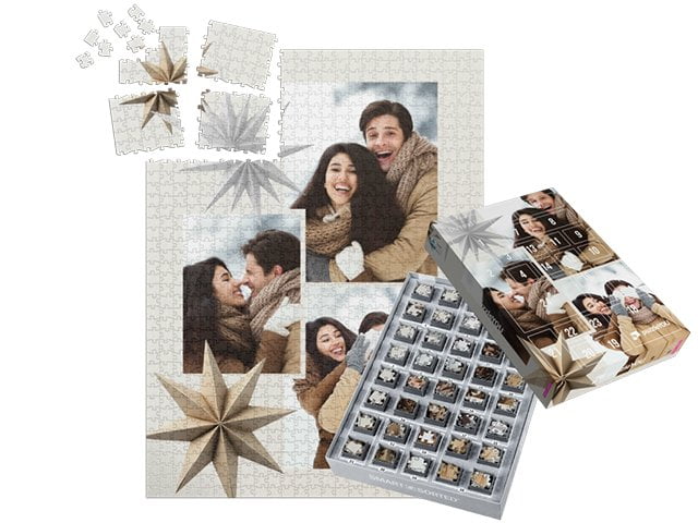Puzzle-Adventskalender mit Schachtel Alloverprint